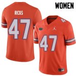 Women's Florida Gators #47 Isaac Ricks NCAA Jordan Brand Orange Authentic Stitched College Football Jersey AEJ8762CU